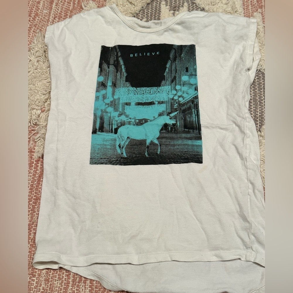 Tiny Whales Kids White unicorn Graphic Tank Top